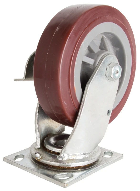 Jc-p06 Heavy-duty 6-inch X 2-inch Polyurethane Plate Caster With Brake