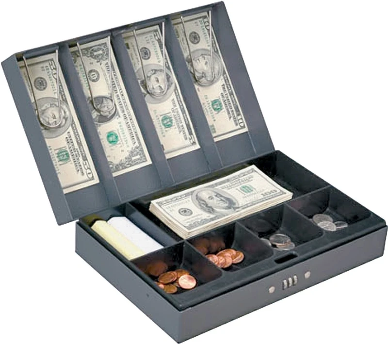 Ts811 Cash Box, 11-3/8 L X 7-5/8 W X 3-1/4 H, Steel, Combination Lock