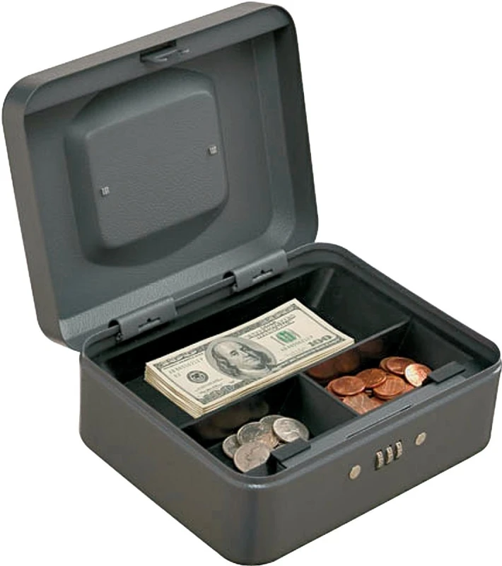 Ts0037 Combination Lock Cash Box, 7-7/8 L X 6-1/4 W X 3-1/2 H, Steel