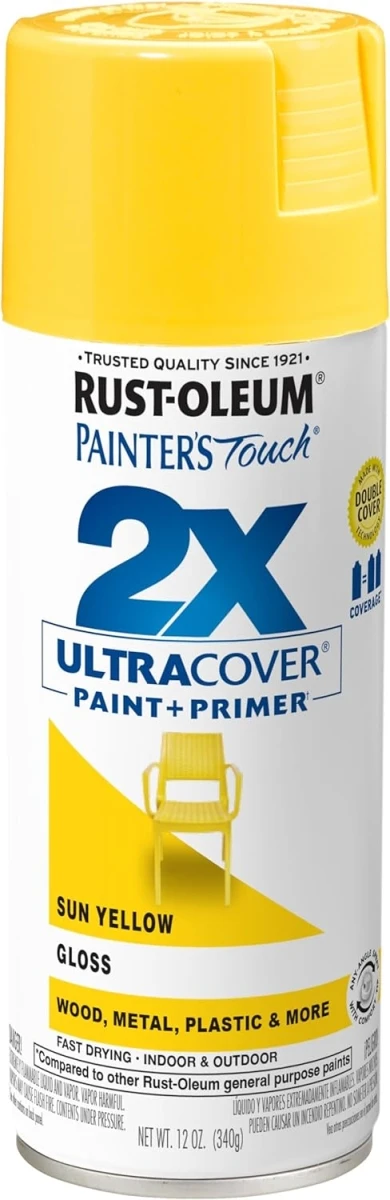 Painter's Touch 2X Spray Paint, Gloss Sun Yellow, 12-oz.