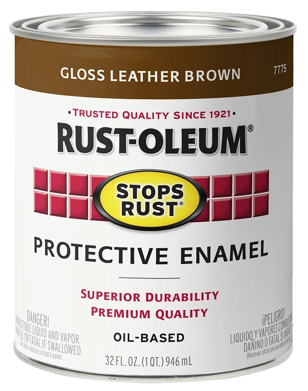 Rust-Oleum Stops Rust 7775502 Protective Enamel, Gloss Leather Brown, 1 Qt.