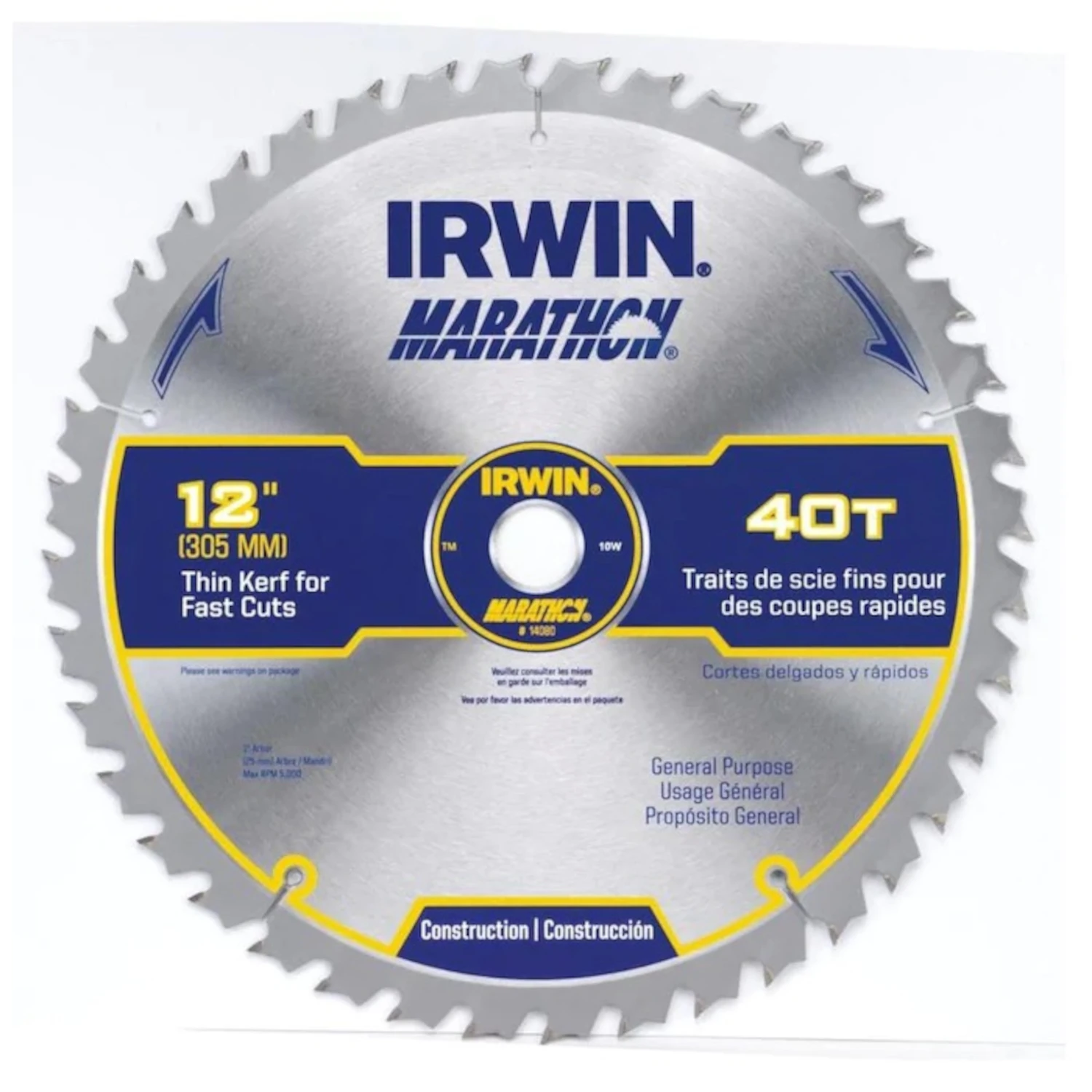Marathon Circular Saw Blade, Carbide-Tipped, 40-Tooth x 12 In.