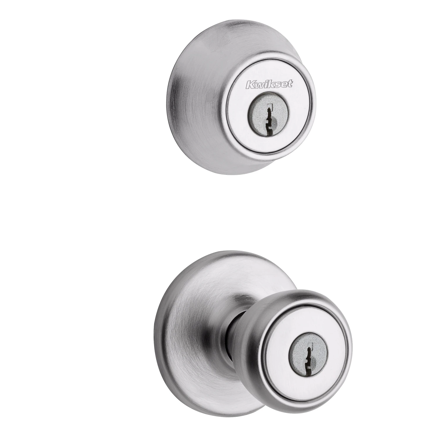Security Tylo Entry Lockset And Single-Cylinder Deadbolt Combo Pack, Satin Chrome