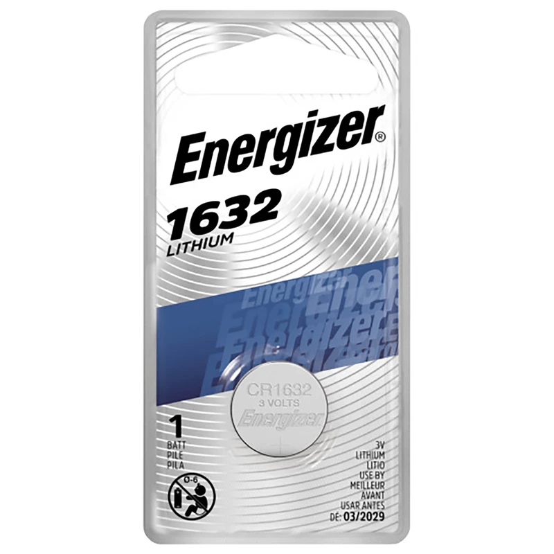 Energizer ECR1632BP Coin Cell Battery, 3 V Battery, 130 mAh, Lithium, Manganese Dioxide
