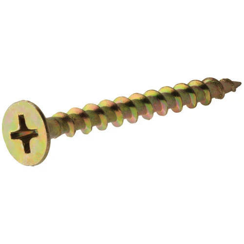 Fas-n-tite Wood Screws, Phillips, Zinc & Yellow, 2.5-in. X #8, 2500 Pc, 1/4-keg