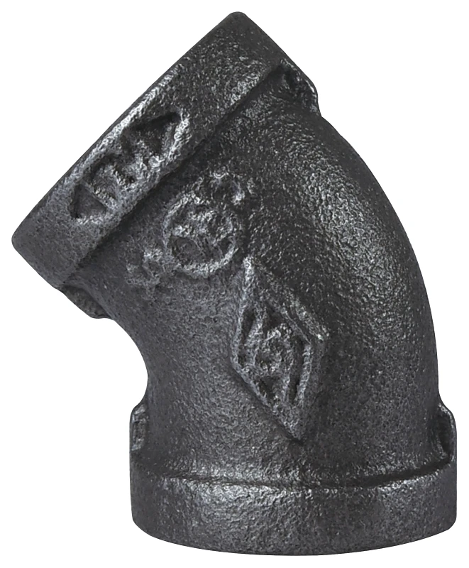 3/4 Inch Black 45 Degree Elbow, Model 4-3/4b, Malleable Iron Construction