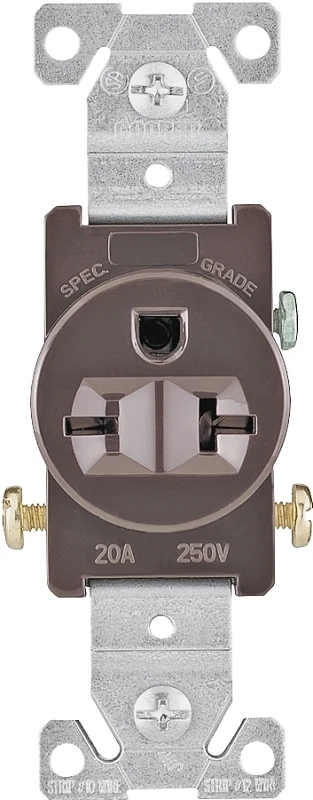 1876b-box Single Receptacle 20a 250v Brown Commercial Outlet