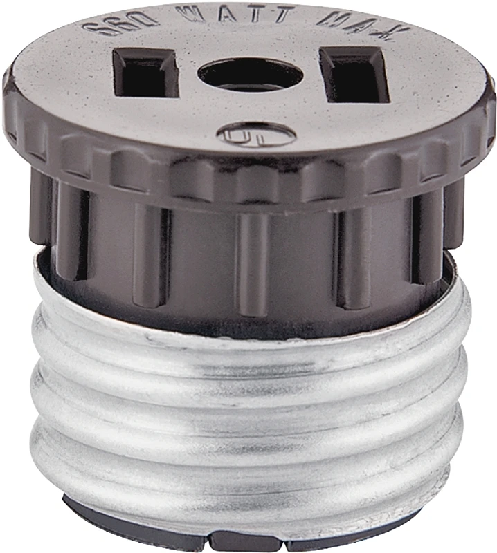 Bp758b Keyless Lamp Socket Adapter, 125v, 660w, Medium Base, Brown, 5 Pk