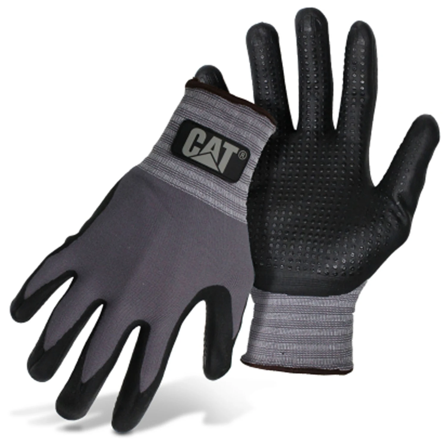 Men's Xl Dotted & Dipped Nitrile Coated Work Gloves - Black & Gray