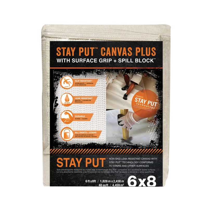 Trimaco 04329 Drop Cloth, 8 ft L, 6 ft W, Canvas