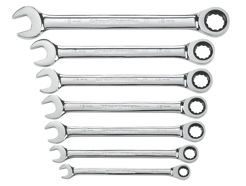 7-Pc. Ratcheting Combination Metric Wrench Set, 72-Tooth 12 Point