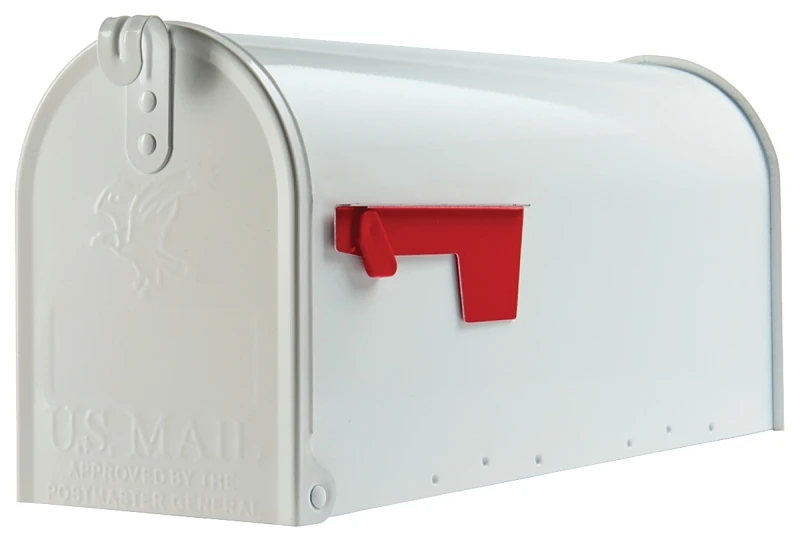 Elite Post-Mount Mailbox, Medium, White Steel