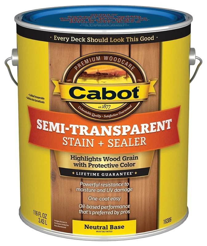 Deck & Siding Stain, Semi-Transparent, Neutral Base, 1-Gallon