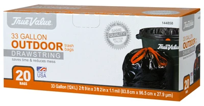 Large Trash Bags, Drawstring, 33 Gallons, 20-Ct.