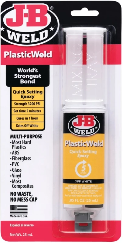 J-B Weld PlasticWeld Quick Setting Epoxy Syringe, 25 ml J-B Weld PlasticWeld Quick Setting Epoxy Syringe, 25 ml