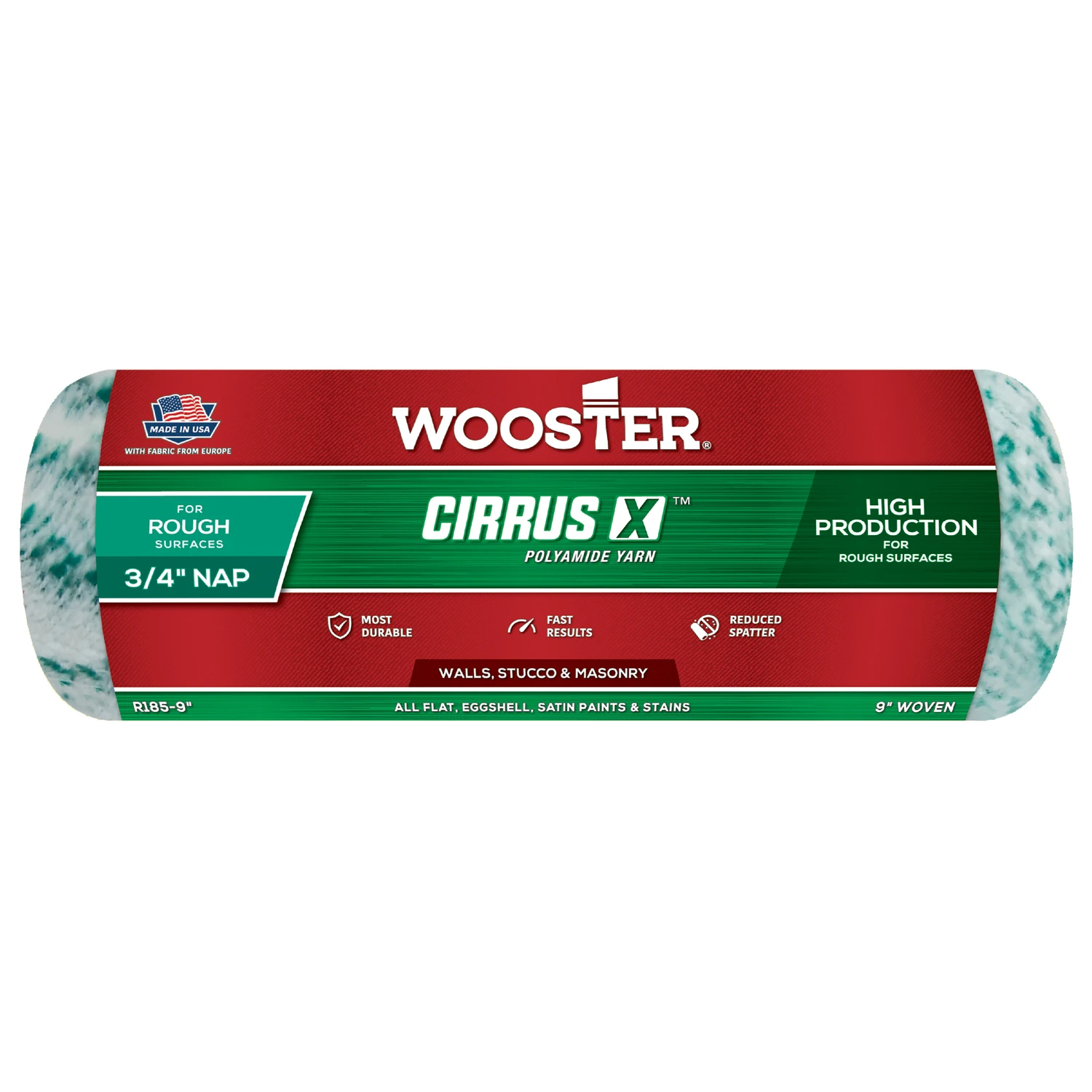 Cirrus X 9 In. X 3/4 In. Woven Fabric Roller Cover 1 Pk For Rough Surfaces