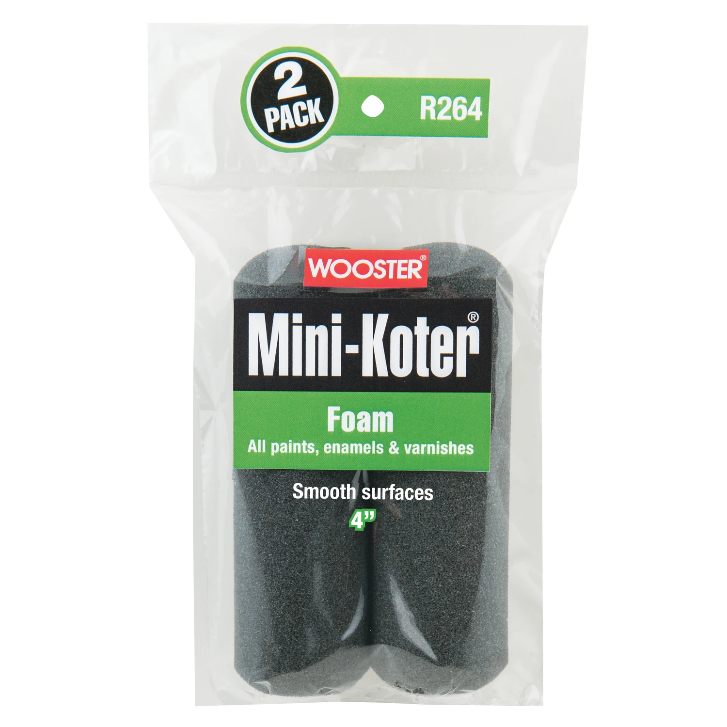 Mini-koter 4 In. Foam Roller Cover (2-pack) - Smooth Surface, All Paints, Model R264-4