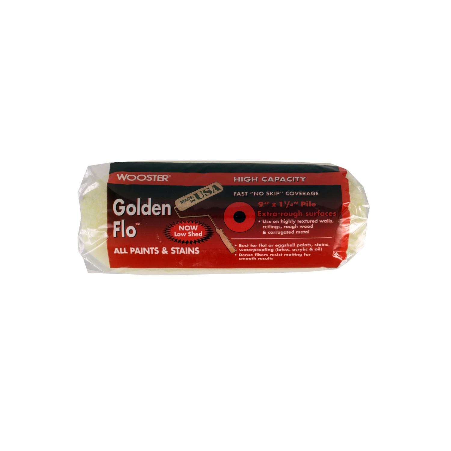 Golden Flo Paint Roller Cover, Yellow Knit, 1-1/4-In. Nap, 9-In.