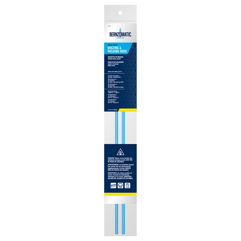 BernzOmatic NS3 Brazing Rod, 12 in L, Nickel/Silver