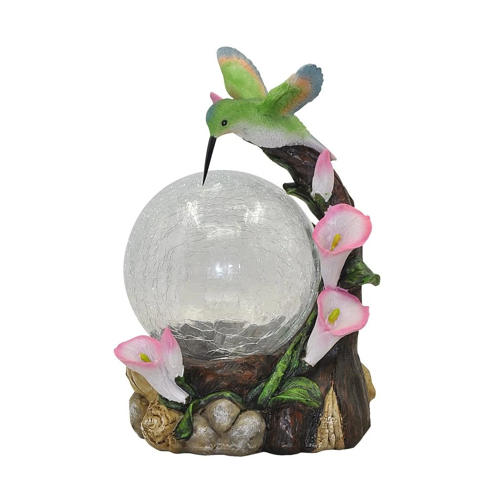 Solar Hummingbird Globe Lawn Ornament With Color-changing Led Light