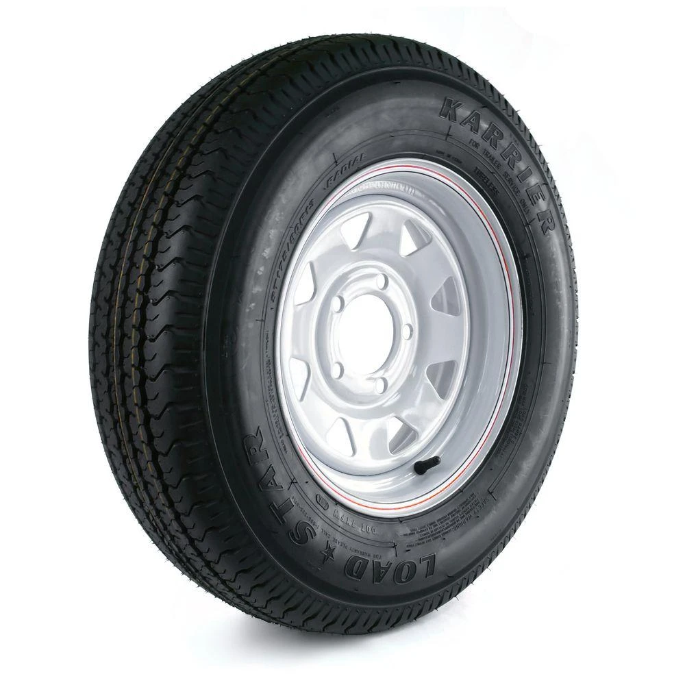 Loadstar Karrier Radial Trailer Tire & 5-Hole Custom Spoke Wheel (5/4.5), 175/80R-13 LRC
