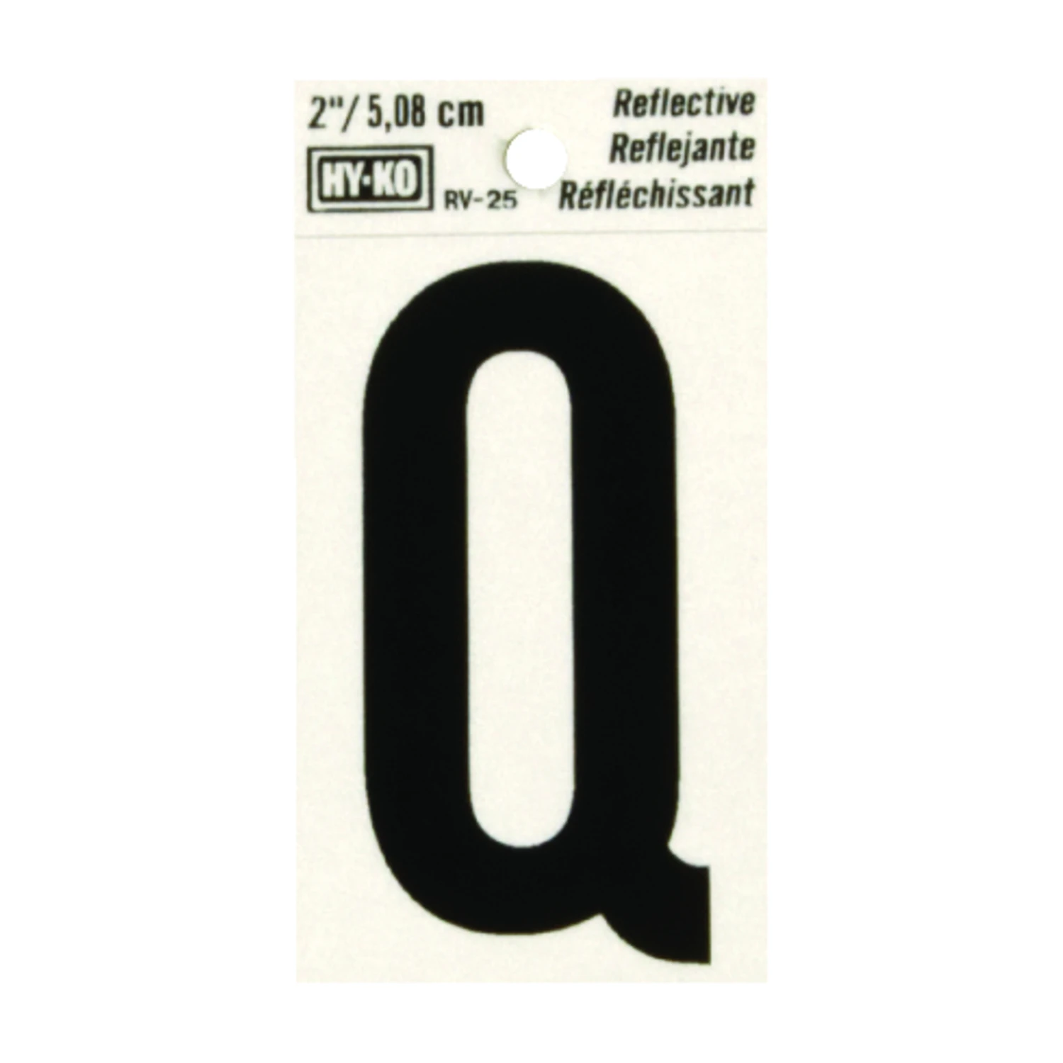 House Address Letter Q, Reflective Black/Silver Vinyl, Adhesive, 2-In.