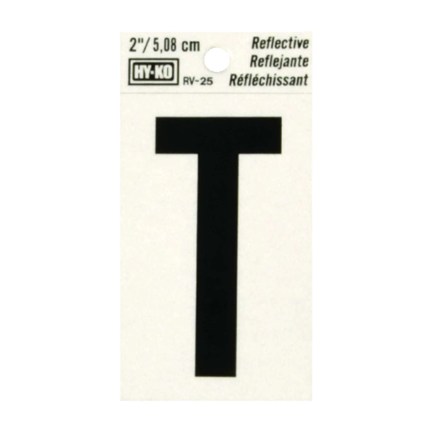 2 In. Reflective Black Vinyl Self-adhesive Letter T - Weather Resistant