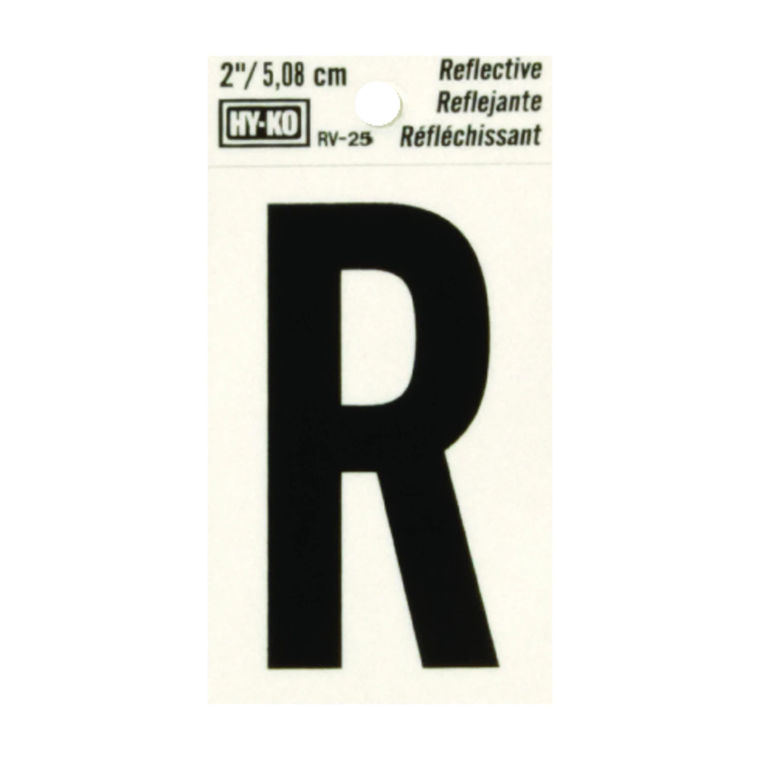 Hy-ko 2 In. Reflective Black Vinyl Self-adhesive Letter R - Weather Resistant