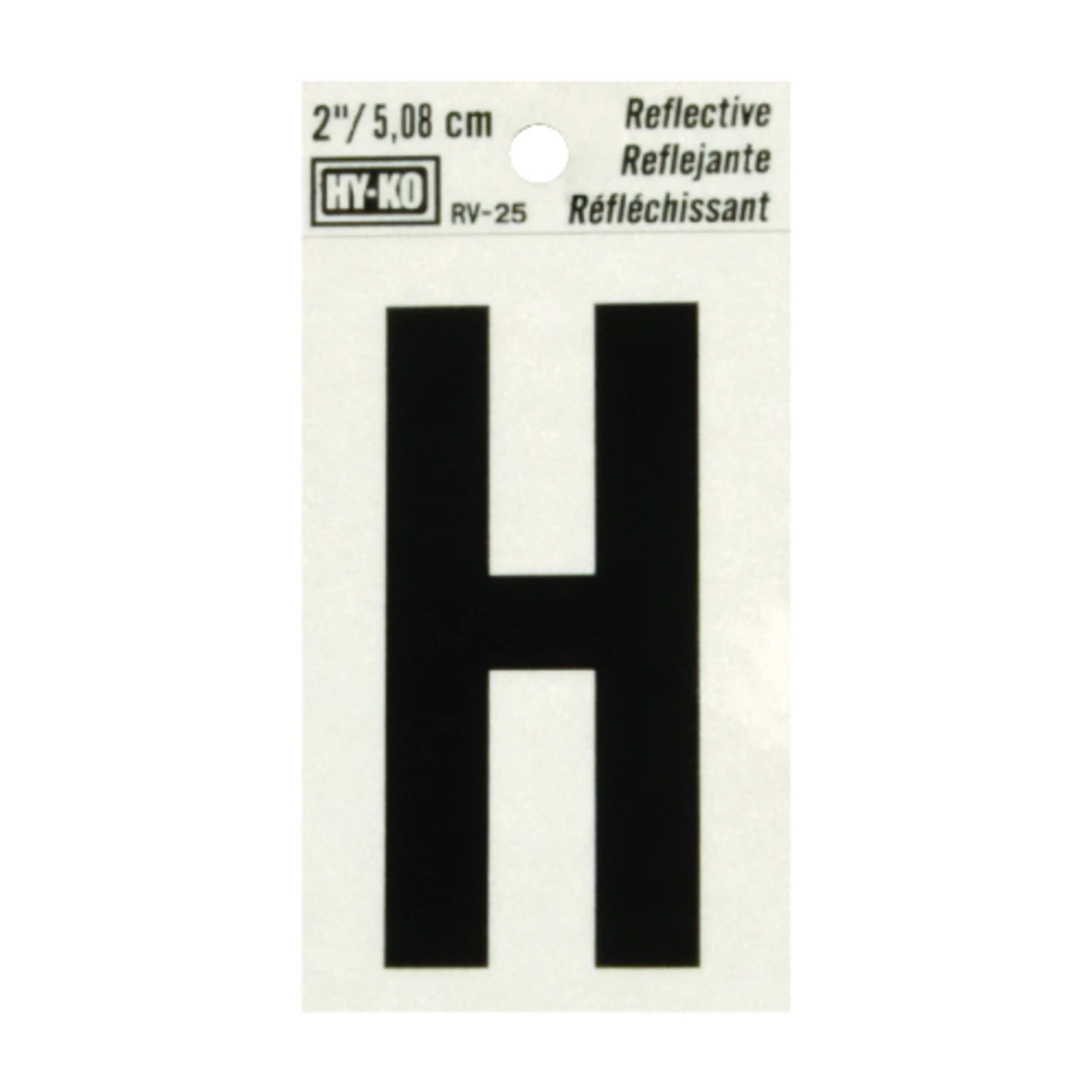 House Address Letter H, Reflective Black/Silver Vinyl, Adhesive, 2-In.