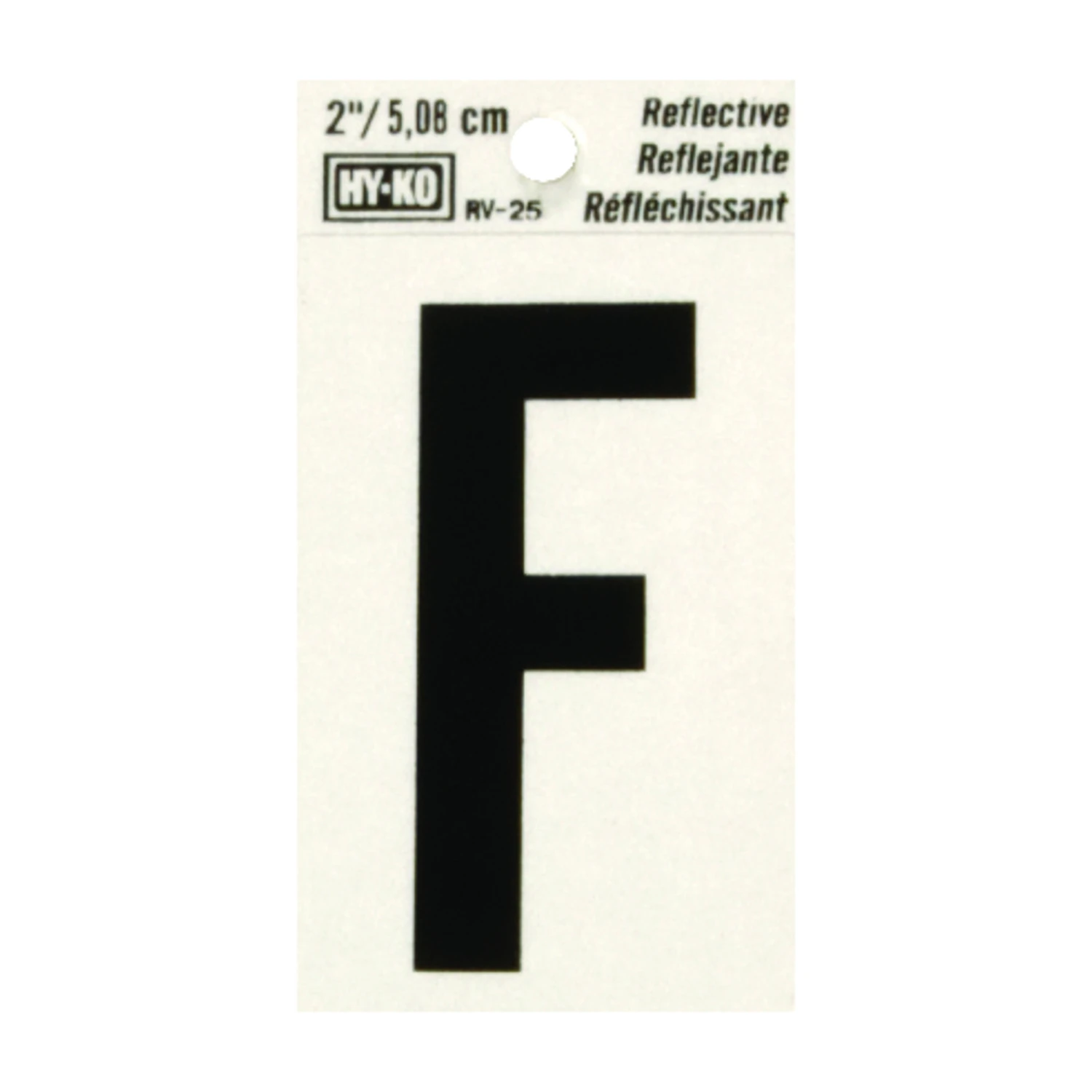 House Address Letter F, Reflective Black/Silver Vinyl, Adhesive, 2-In.