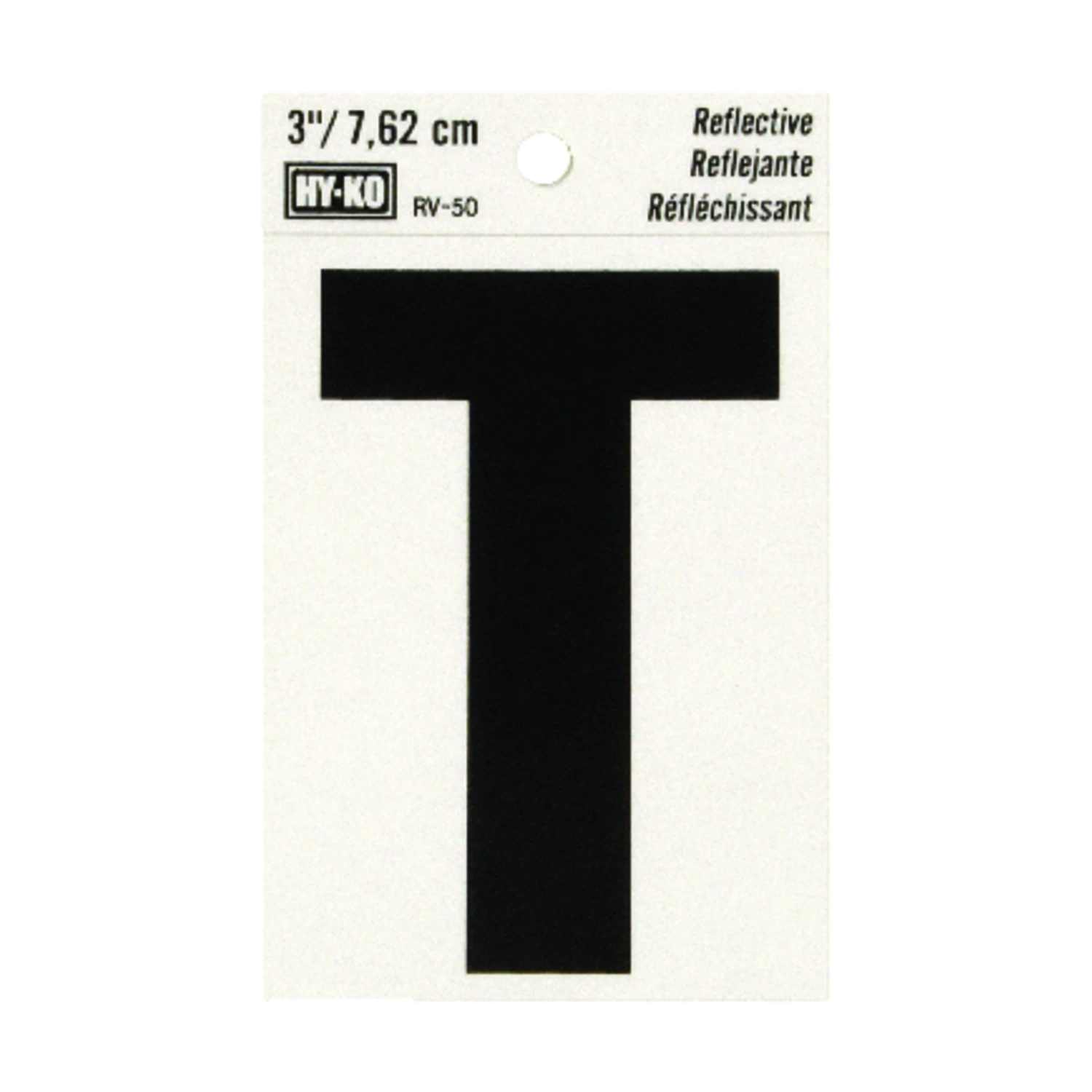 Address Letter, T, Black Reflective Vinyl, Adhesive, 3-In.
