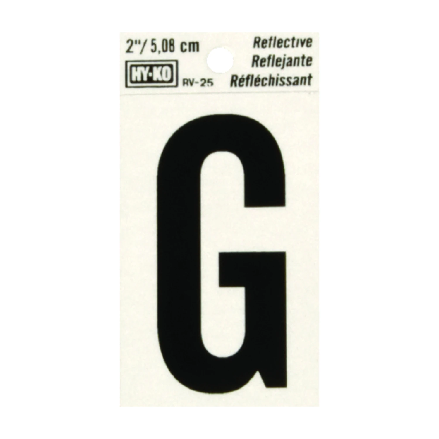 House Address Letter G, Reflective Black/Silver Vinyl, Adhesive, 2-In.