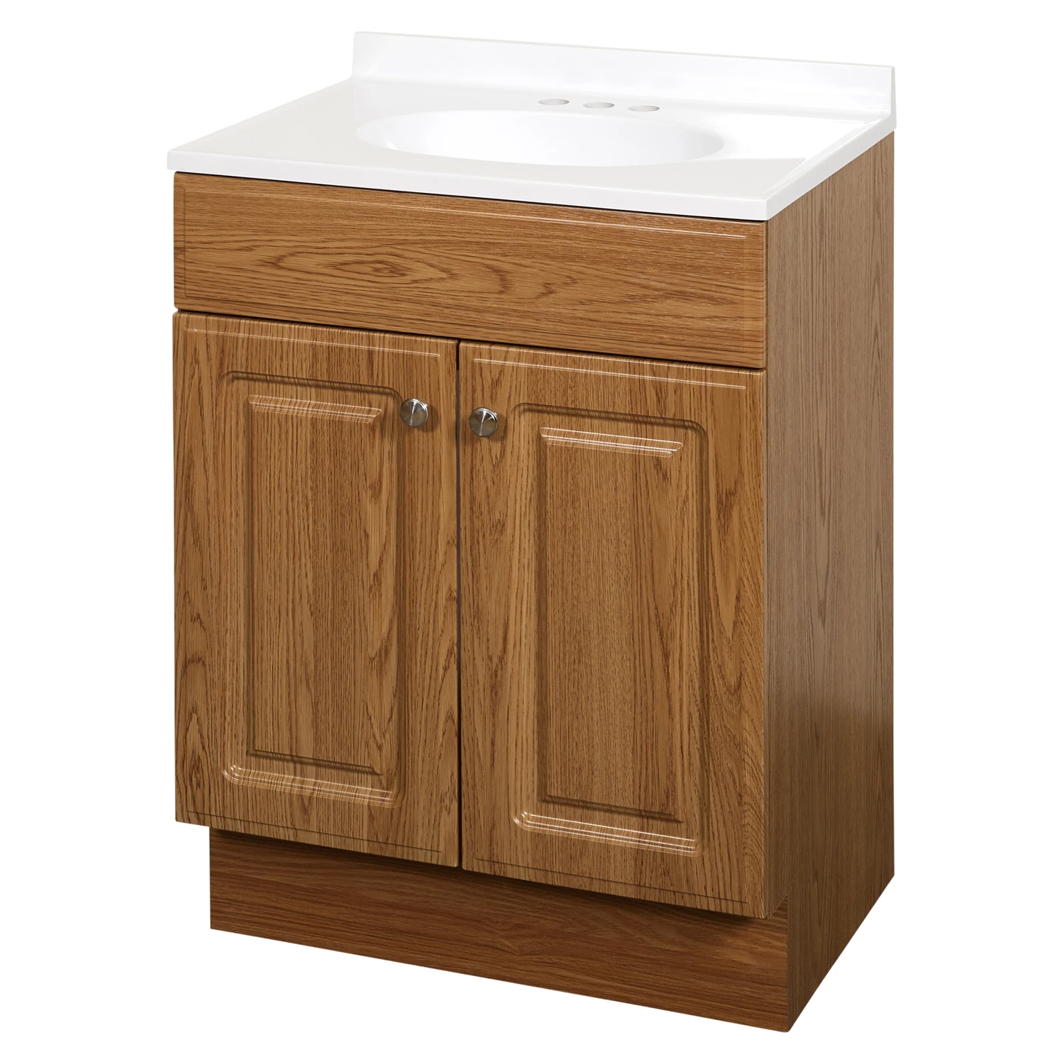Oak 24 In. W X 35 In. H X 18 In. D Vanity With White Cultured Marble Top
