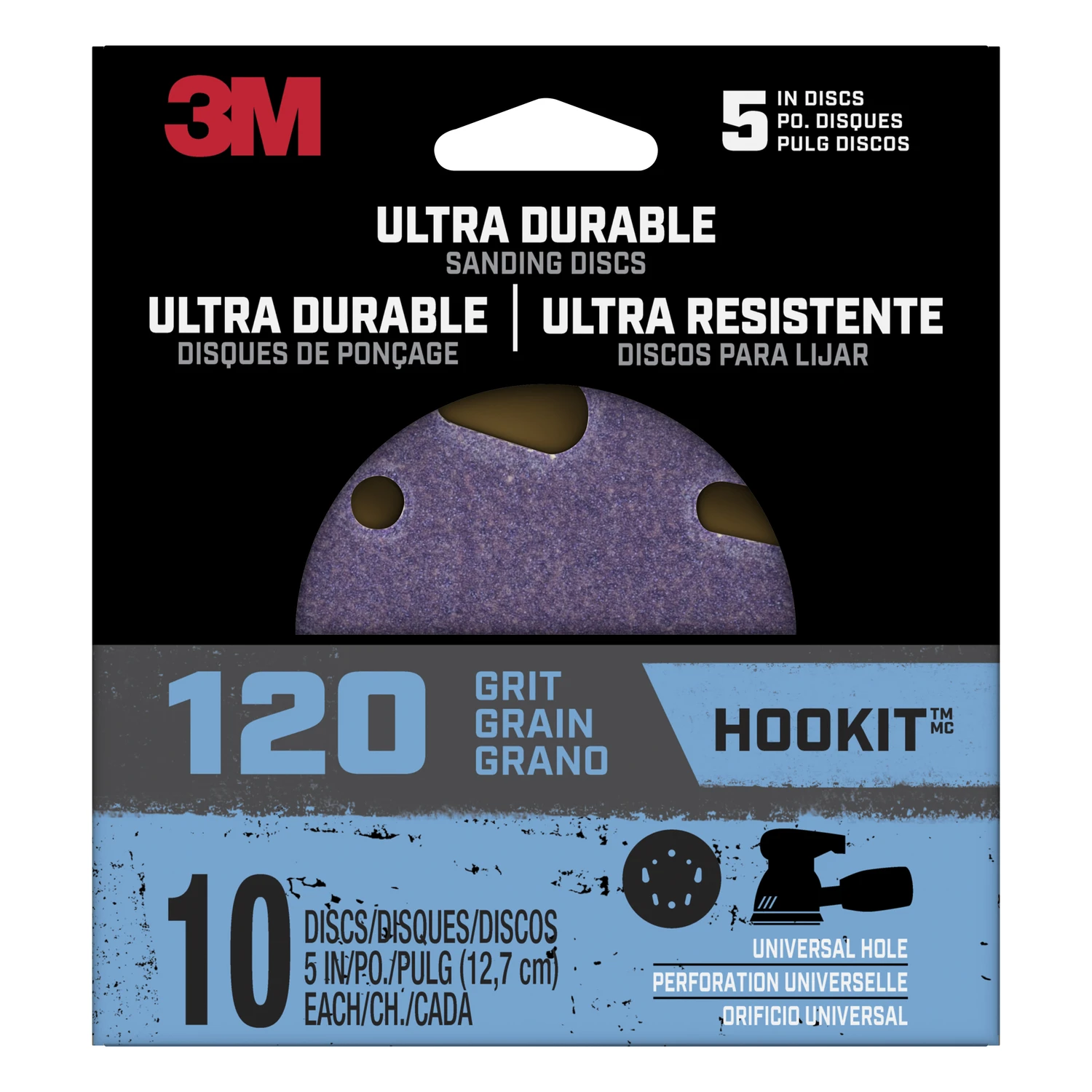 Ultra Durable 5 In. 120-grit Hook & Loop Sanding Disc, 10 Pk, Ceramax Grain