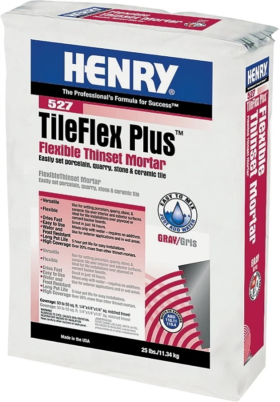 Henry 527 Tileflex Plus 25 Lb. Gray Flexible Thin-set Mortar For Tile Installation