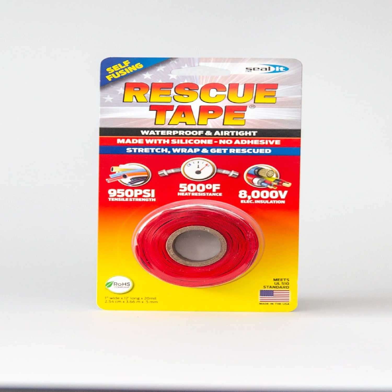 Red 1 In. W X 12 Ft. L Self-fusing Silicone Repair Tape