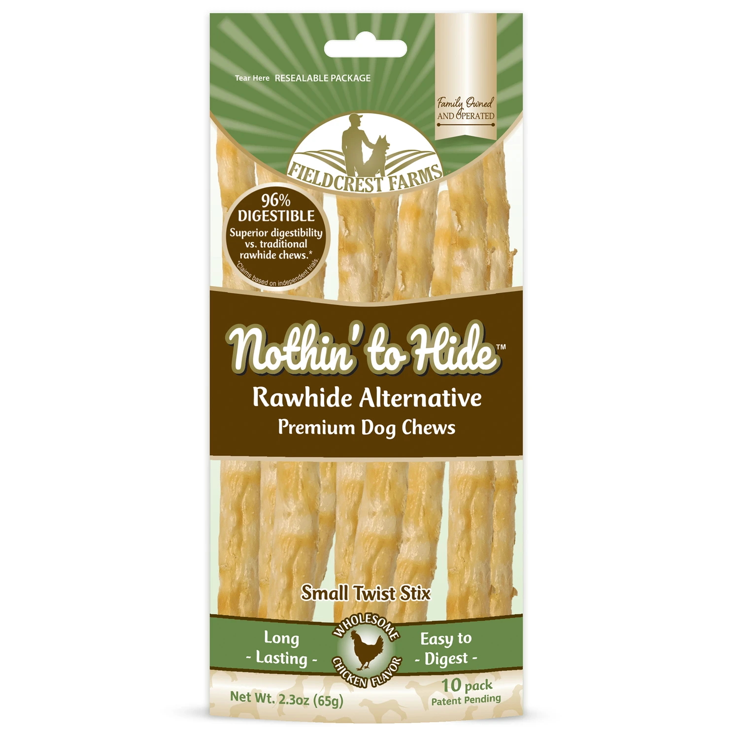 Fieldcrest Farms Nothin' to Hide 10 Pack Chicken Stix Dog Chew, 65 Gram