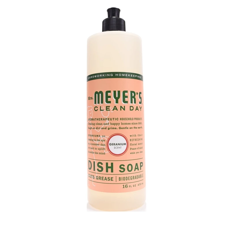 Mrs. Meyer's 13103 Biodegradable Dish Soap, 16 oz, Liquid, Geranium, Colorless
