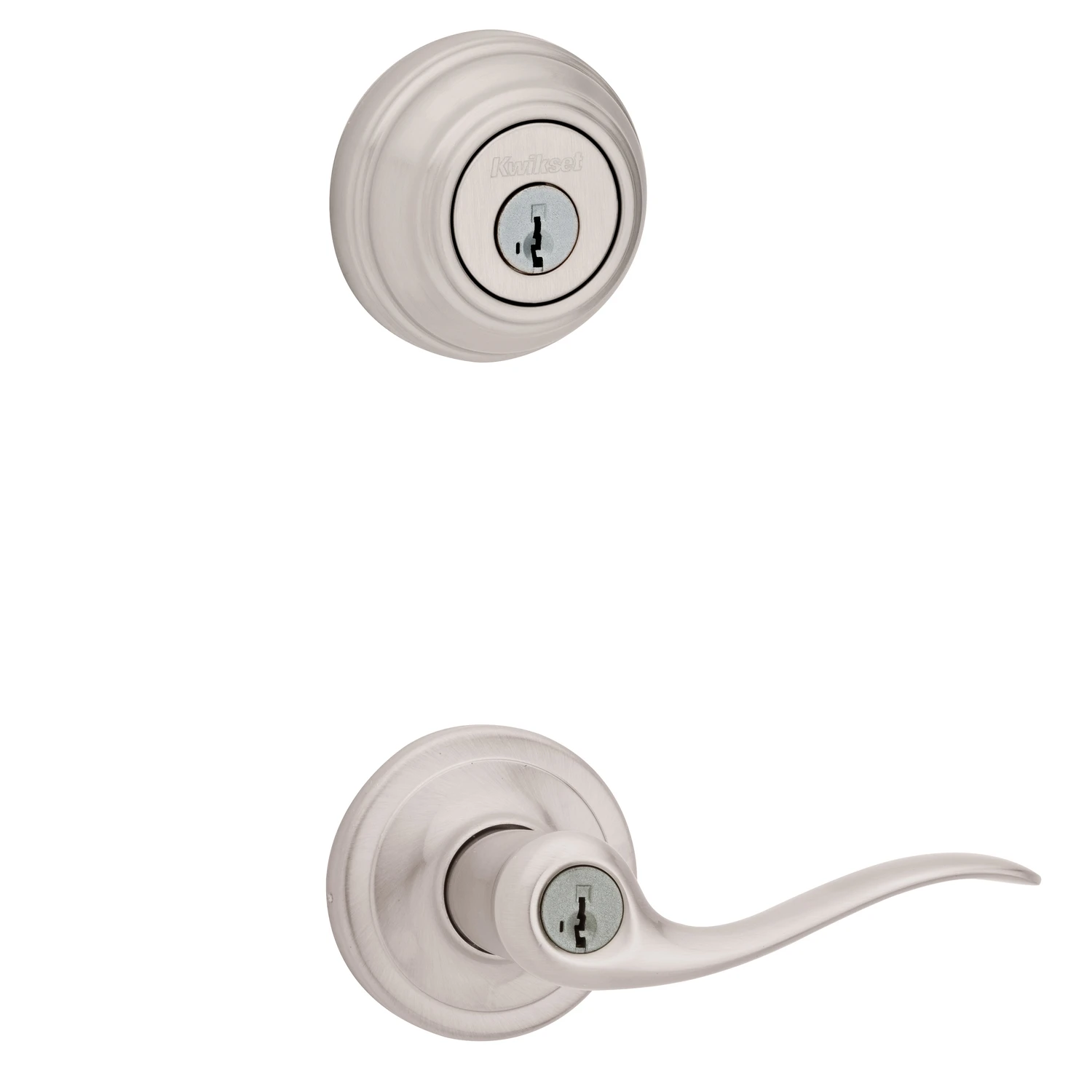 Signature Series Satin Nickel Deadbolt And Lever Combo With Smartkey Technology