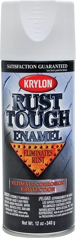 Rust Tough 12 Oz. Flat Alkyd Enamel Spray Paint, White - Anti-rust Technology