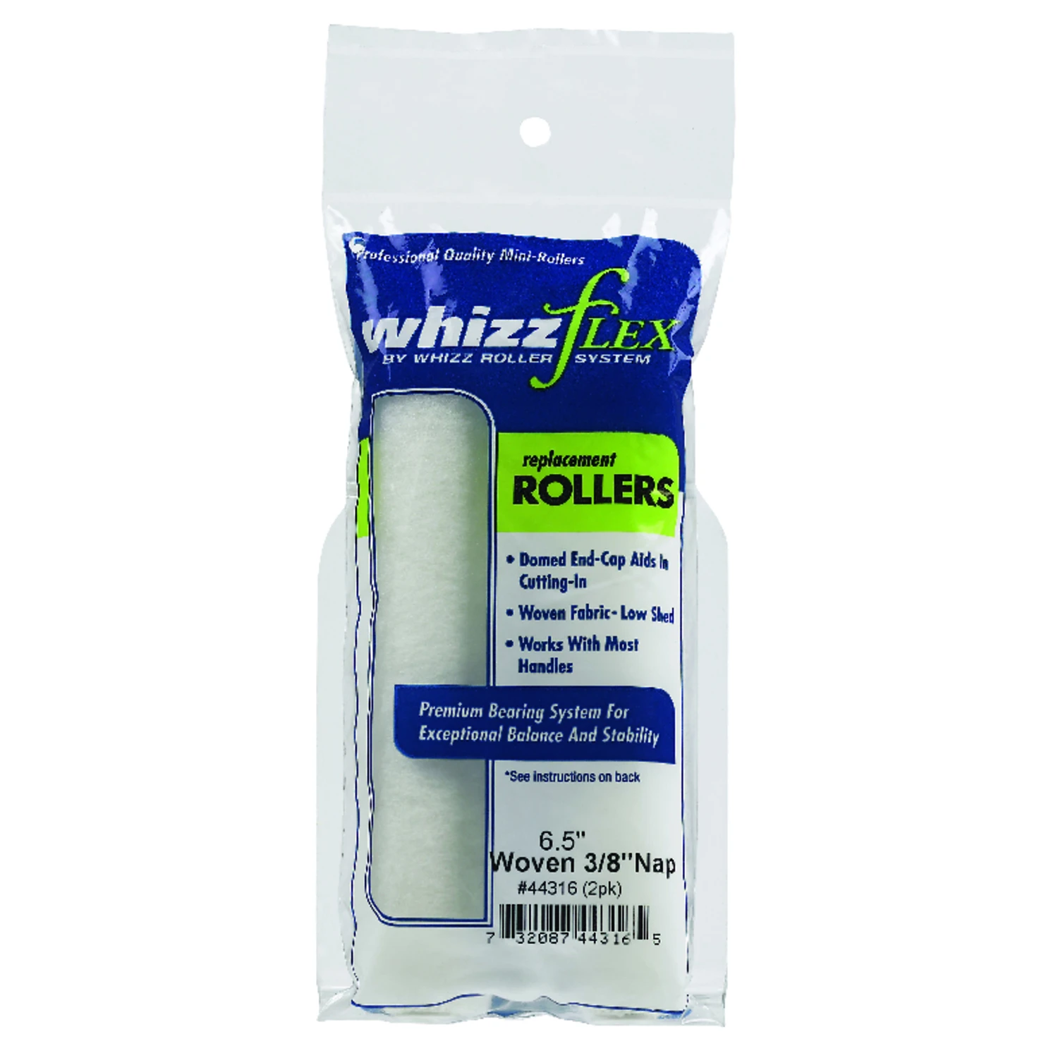 6.5 In. X 3/8 In. White Woven Mini Paint Roller Cover (2-pack) - Lint Free