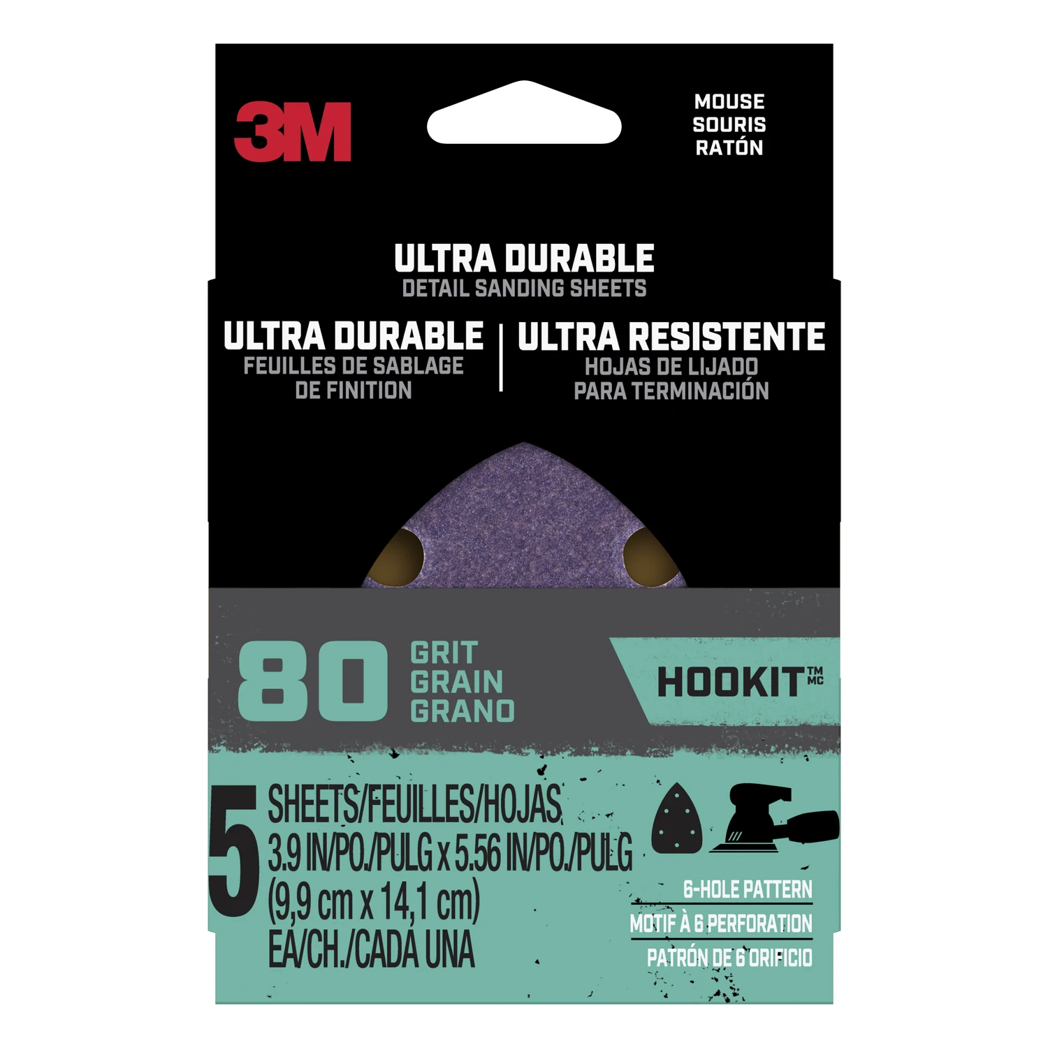 Mouse Detail Sanding Sheets, 80-Grit, 5-Pk.
