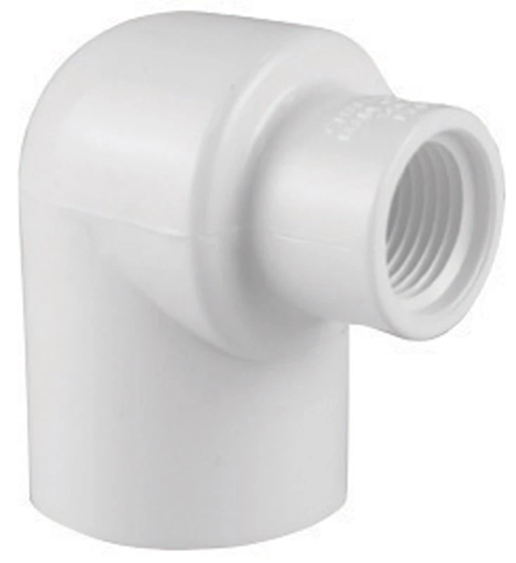 Schedule 40 PVC Reducing Ell, 90-Degree, White, 1 x 1/2 In. FPT