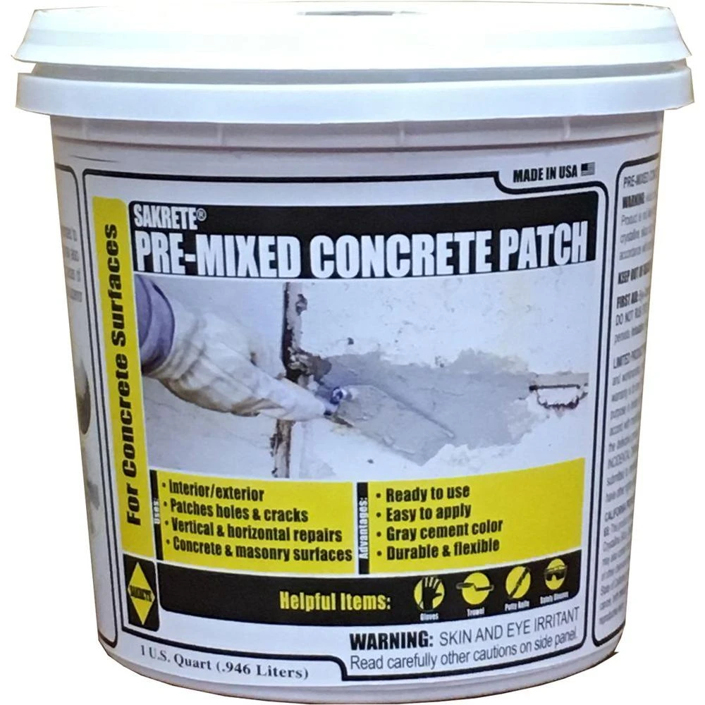 Pre-mixed Concrete Patch, 1 Quart For Repairing And Resurfacing