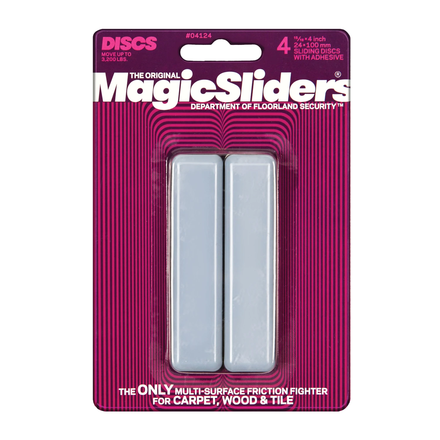 MAGIC SLIDERS 04124 Furniture Slide Glide, 3200 lb, Plastic, Gray, Polymer-Coated
