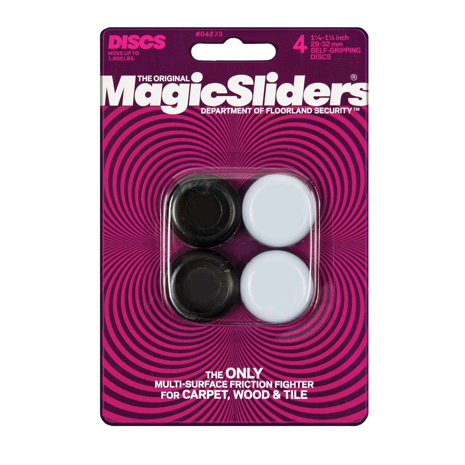 MAGIC SLIDERS 04273 Furniture Slide Glide, Round, Plastic, Gray, 1600 lb, 1-1/8 to 1-1/4 in Dia, 1-1/4 in W