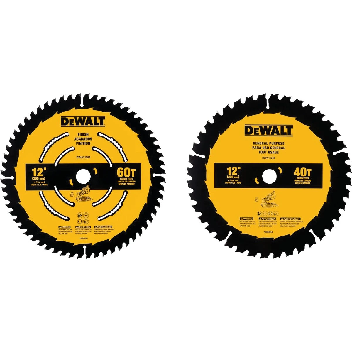 Circular Saw Blades, 40 & 60-Tooth x 12 In., 2-Pk.