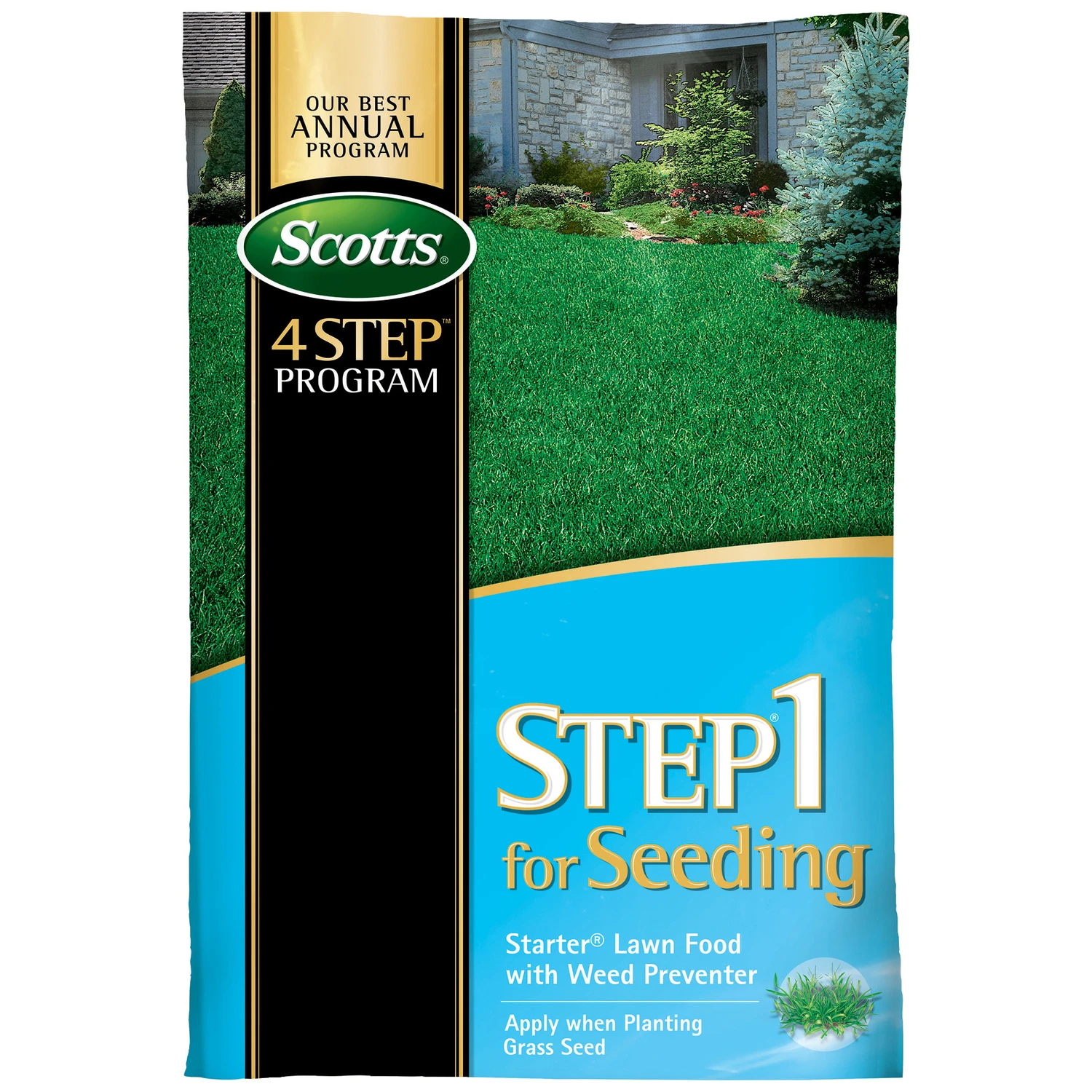 Step 1 For Seeding Starter Lawn Food with Weed Preventer, 21.62 Lbs., Covers 5,000 Sq. Ft