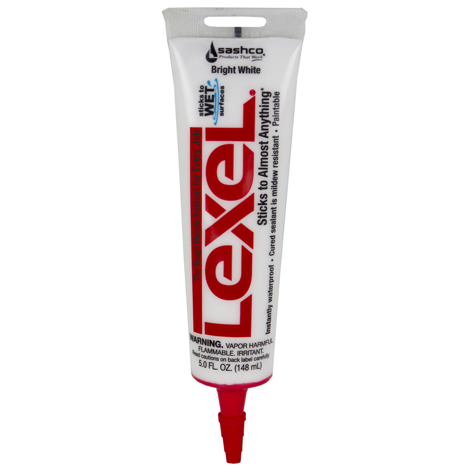 Sashco 13043 Elastic Sealant, White, 7 days Curing, 0 to 120 deg F, 10.5 oz, Squeeze Tube