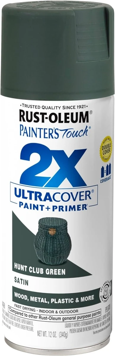 Painter's Touch 2X Spray Paint, Satin Hunt Club Green, 12-oz.